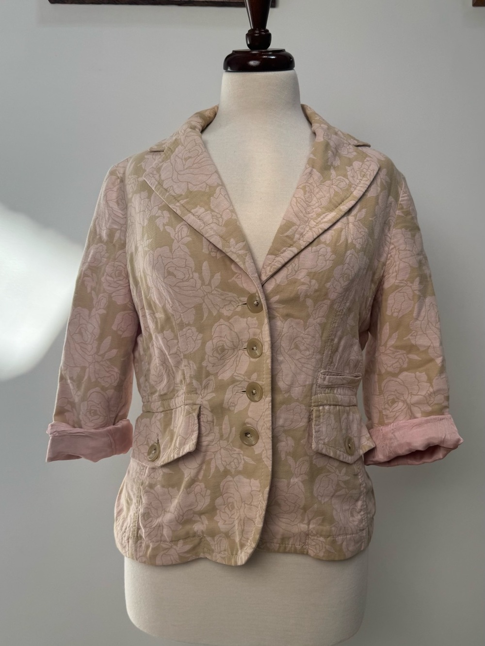 Banana Republic Pink and Beige Floral Blazer